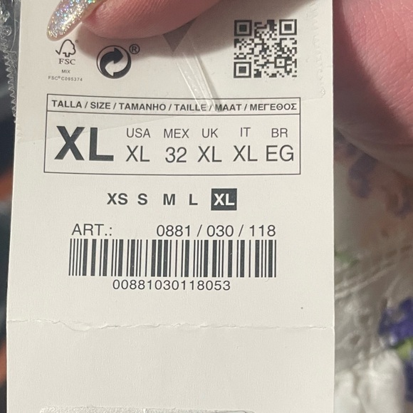 NWT Zara Skirt Womens XL Floral Tiered Ruffles Eyelet Lace Boho Cottage Festival - Picture 13 of 15